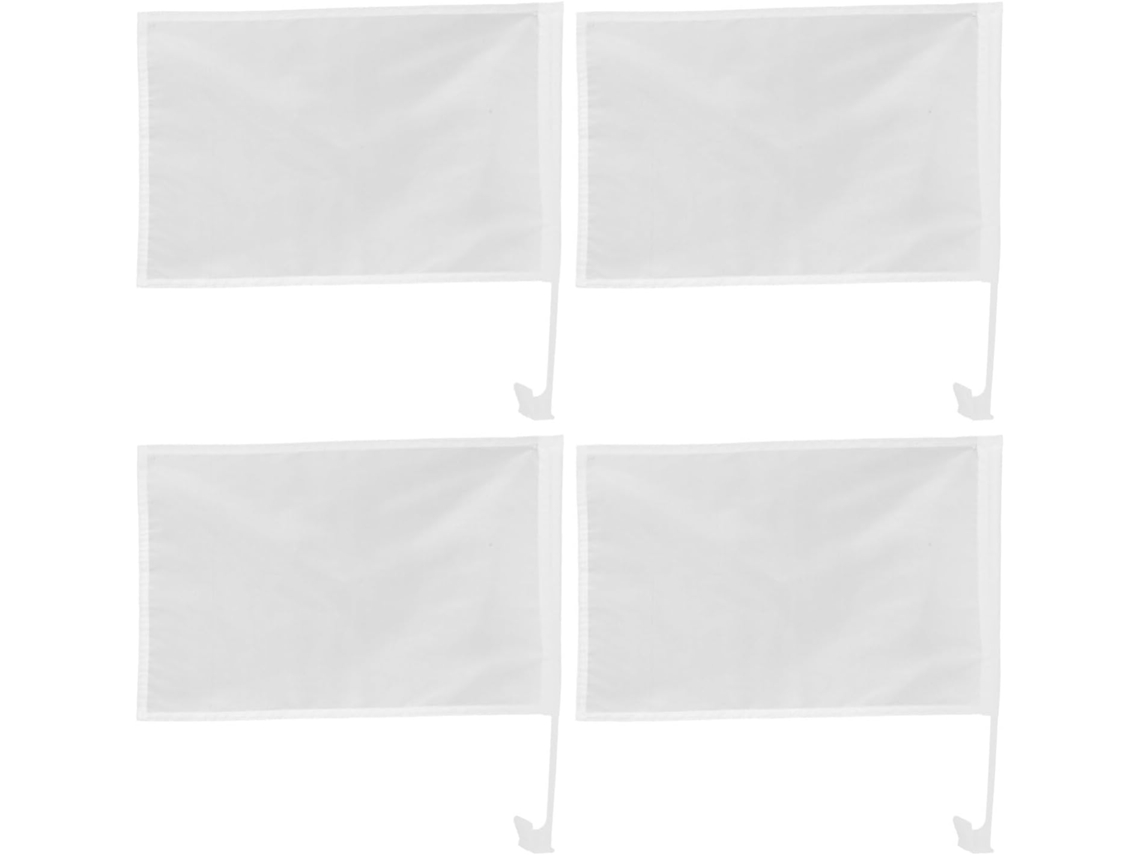 Juego De 4 Banderas De Mano En Blanco Con Mango Cómodo.