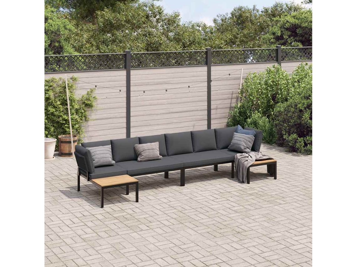 Conjunto de 4 sofás de jardín con cojines de aluminio marrón de DKD Home Decor