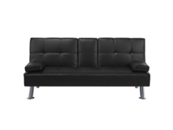 Sofá cama BELIANI Roxen de Piel sintética Negro 168x81x77