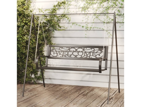MAISON EXCLUSIVE Banco balancín de jardín 125 cm acero y plástico negro