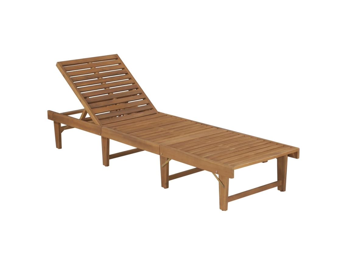 Chaise longue plegable con cojín, madera maciza de acacia, EXCLUSIVA DE LA CASA