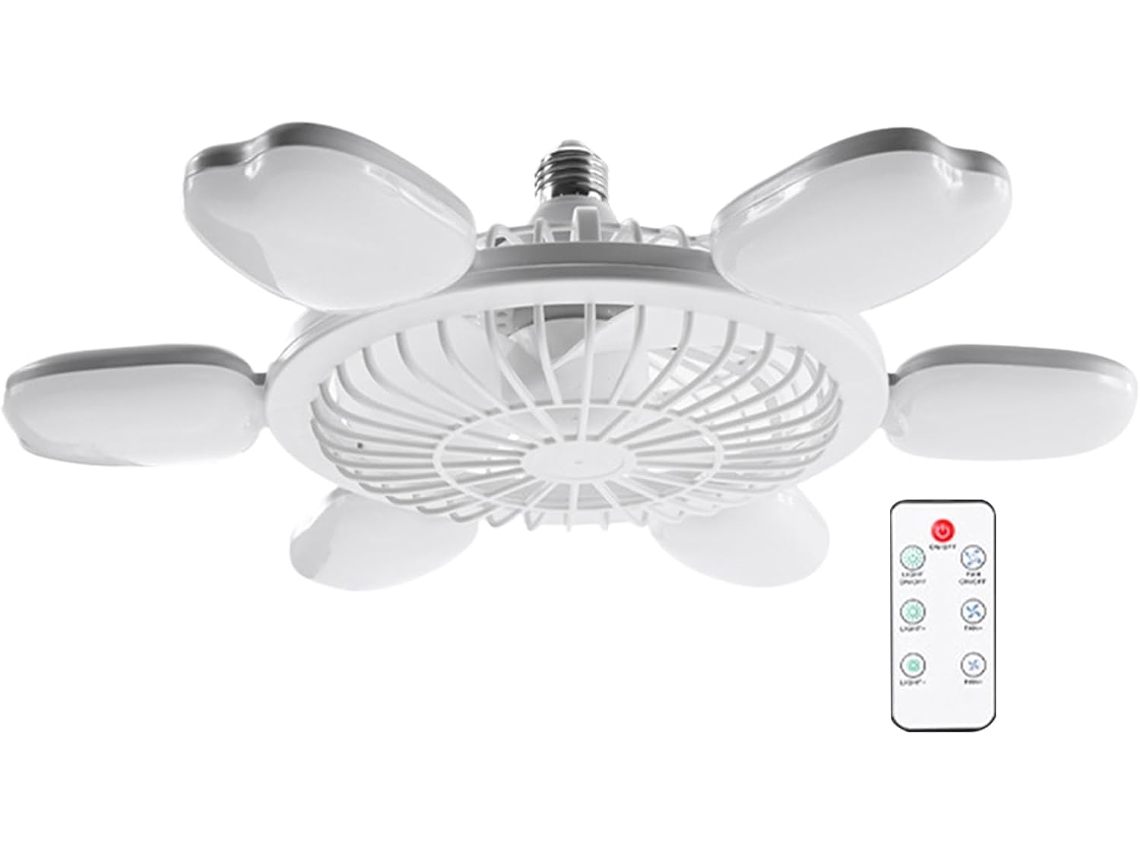 Ventilador de techo atornillado, soporte de techo para lámpara, ventilador plegable con 6 velocidades, Gokoco
