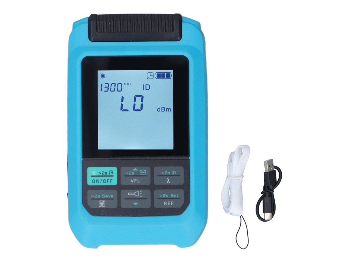 Medidor De Potencia De Fibra Óptica Recargable -70~+3dbm 4 En 1 Con Linterna E Interfaz Universal