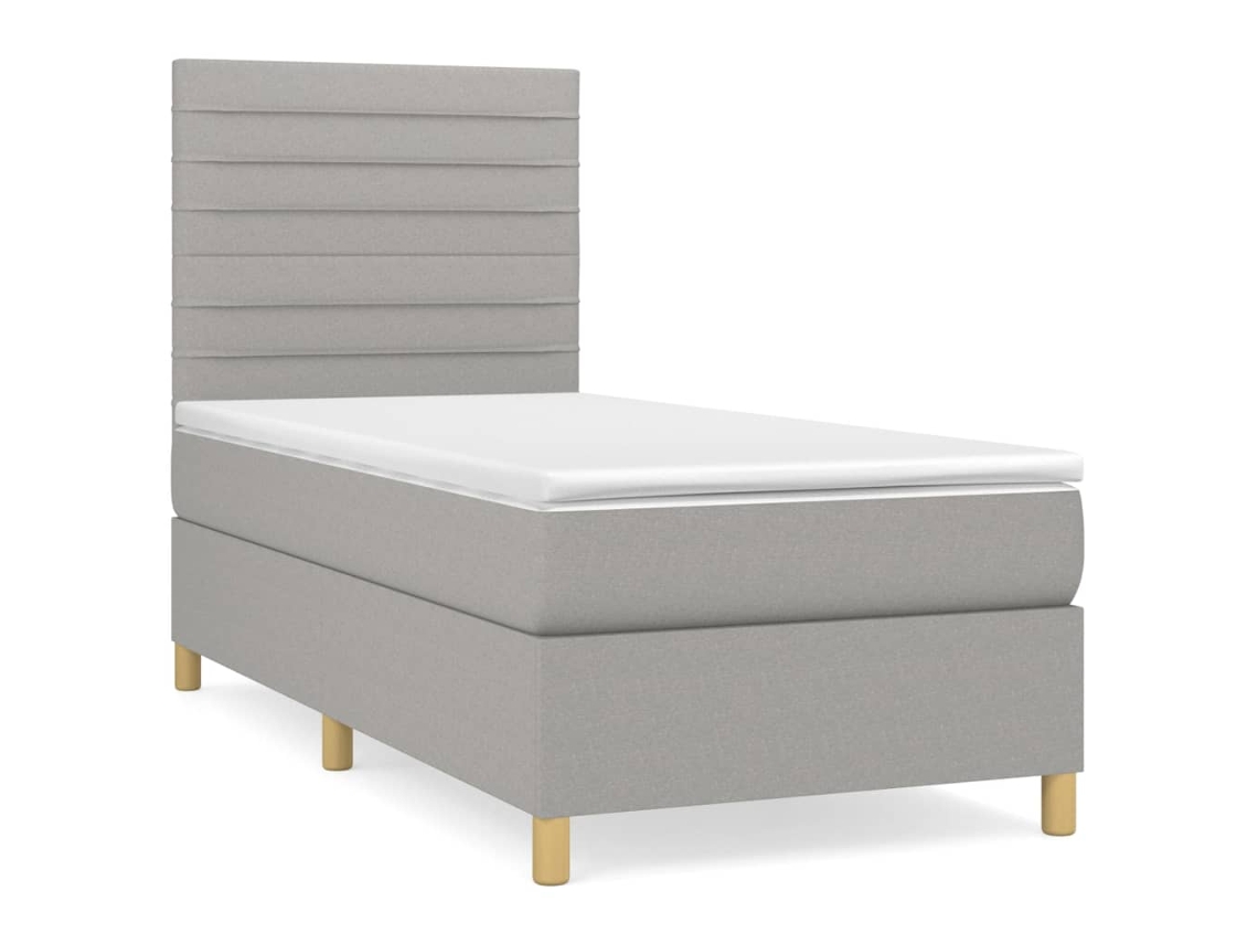 Maison Exclusive - Cama Box Spring Con Colchón Tela Gris Claro 90x190 Cm