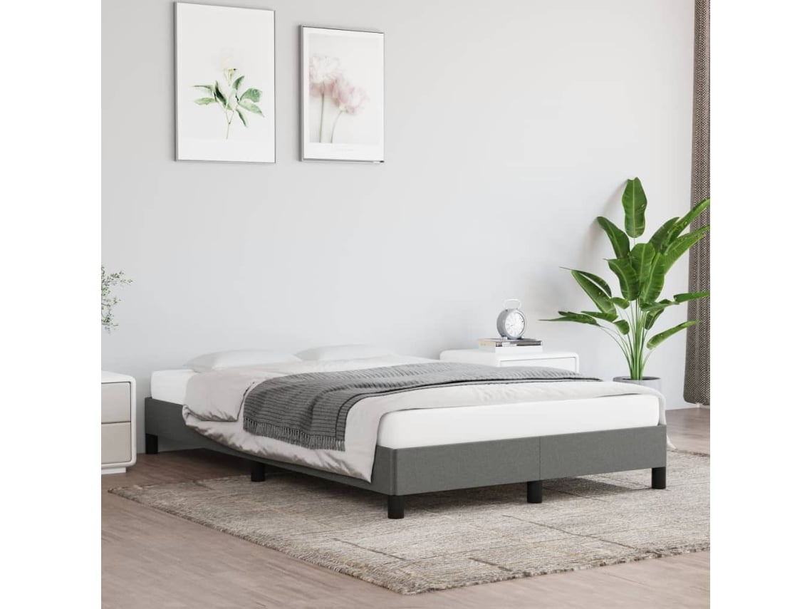 Estructura De Cama Sin Colchón Tela Gris Oscuro 120x190 Cm