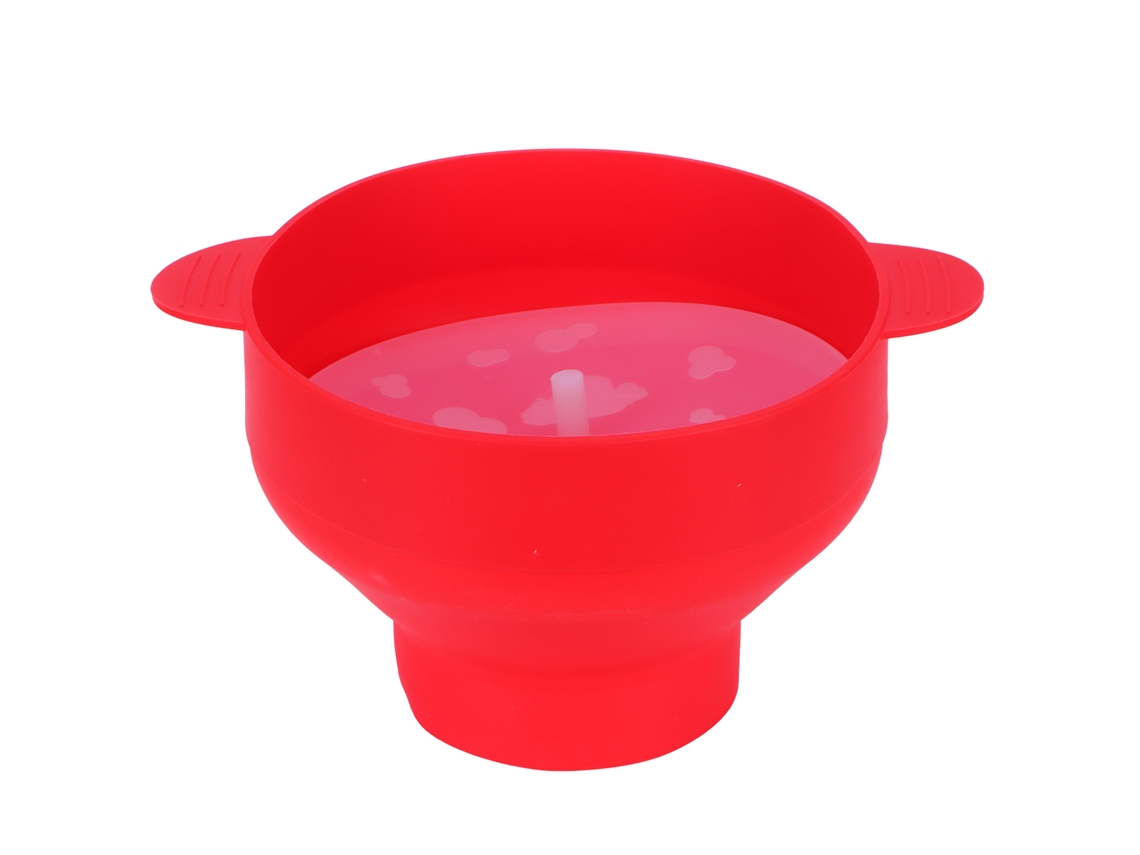 Cubo plegable de silicona para palomitas de maíz con tapa para hacer palomitas en casa, accesorio de cocina con asa, color rojo