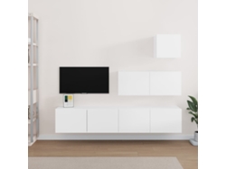 Pack Muebles de Armario Tv 4 Pzs Madera Procesada Blanco