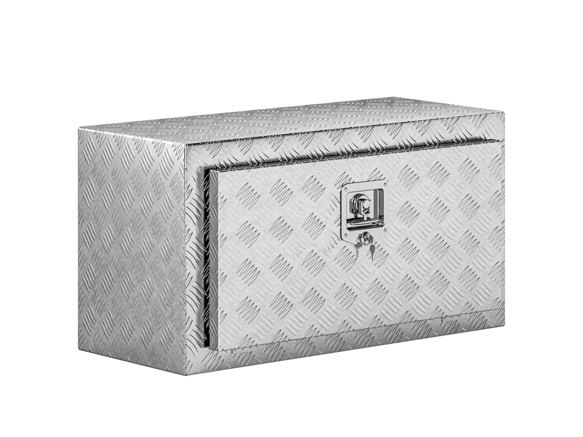 Caja de herramientas de aluminio de 96 L con cerradura, 2 llaves, asa lateral, 76,2 x 35,5 x 40,6 cm, color plata.