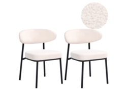 Cadeiras Para Sala De Jantar De Estilo Escandinavo Beliani Winton De Bouclé Branco 61x54x78