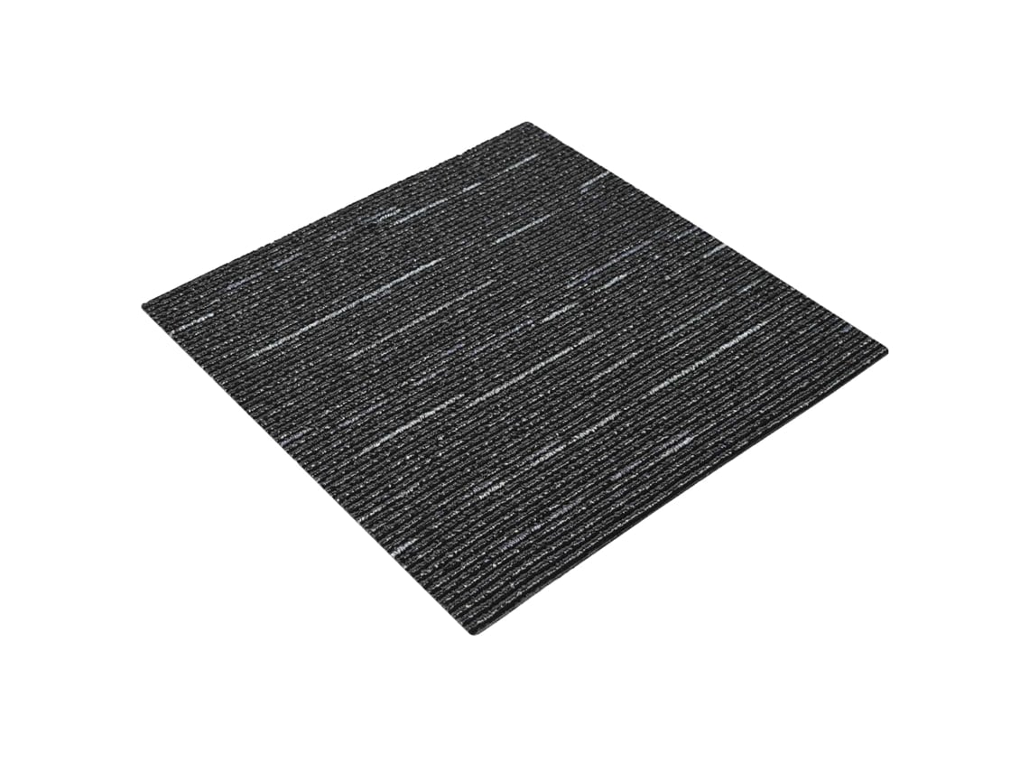 Vidaxl Azulejo De Alfombra Rayado Negro 50 X 50 Cm 4 Pcs Pp Y Betún