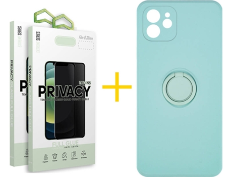 Carcasa + 2 Protectores de Pantalla para iPhone 12 Mini SKYHE Verde Agua