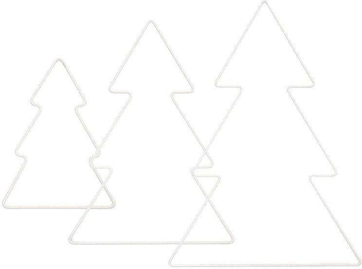 Adorno de Navidad RICO DESIGN 3 árboles de Navidad blancos metalizados