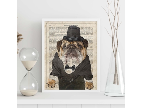Poster De Bulldog Trajeado. Láminas De Animales Con Definiciones. Regalo Para Los Amantes De Los Animales.