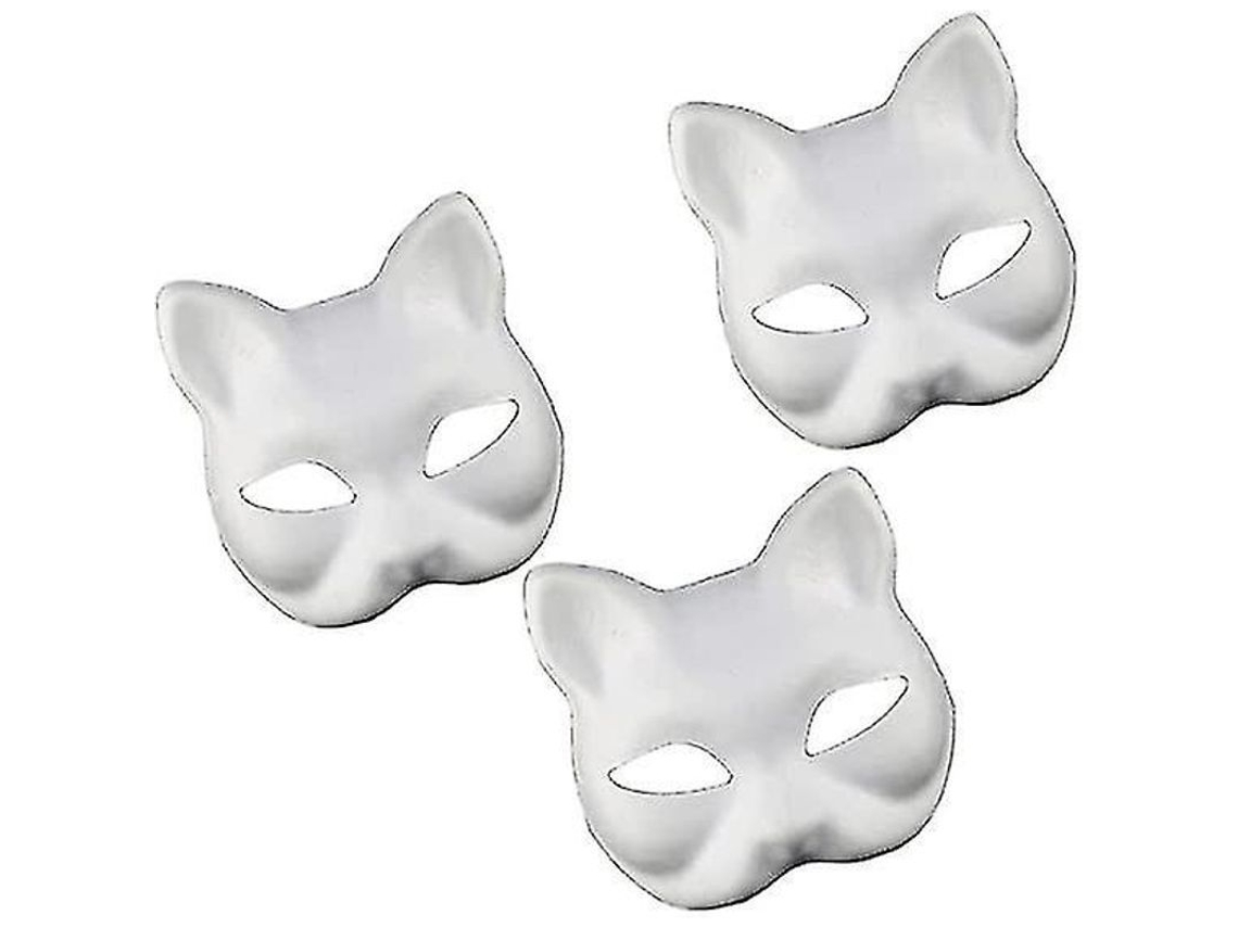 Máscaras De Gato De Papel Blanco En Blanco Para Pintar, Accesorios Para Fiestas De Halloween Y Cumpleaños (diy)