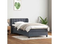 Cama Box Spring Con Colchón Terciopelo Gris Oscuro 80x210 Cm