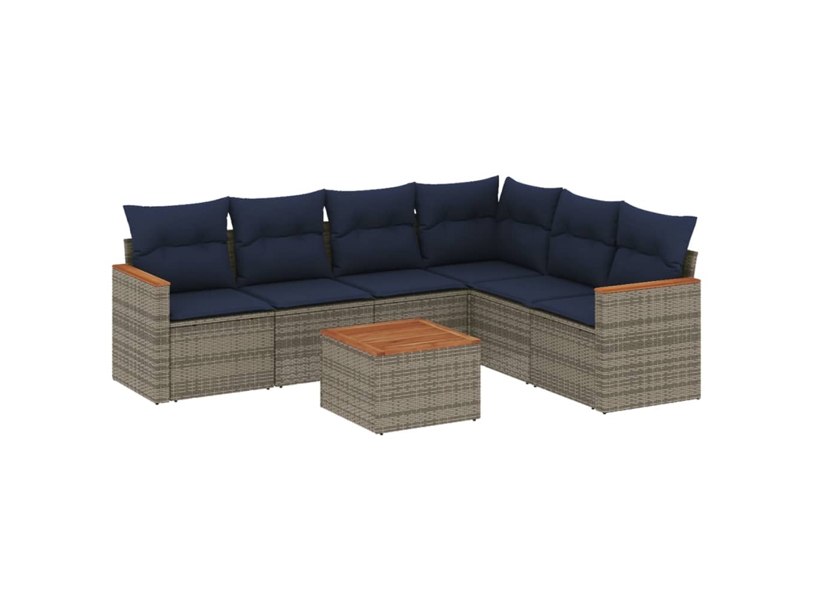 Maison Exclusive - Conjunto De Sofá De Jardín De 7 Piezas Con Cojines, Poliratán Gris