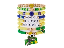 Set 7-8 Pulseras Elásticas De Fútbol Para Mujer Con Dijes, Accesorios Para Hinchas.