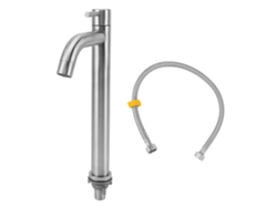 Grifo de agua fría para cocina/baño, de acero inoxidable, de un solo orificio y una sola manija, de alta calidad.