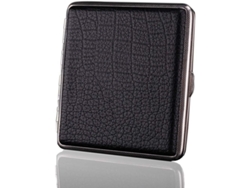 Estuche De Piel Para Cigarrillos Con Marco Metálico, Capacidad Para 20 Cigarrillos (negro)
