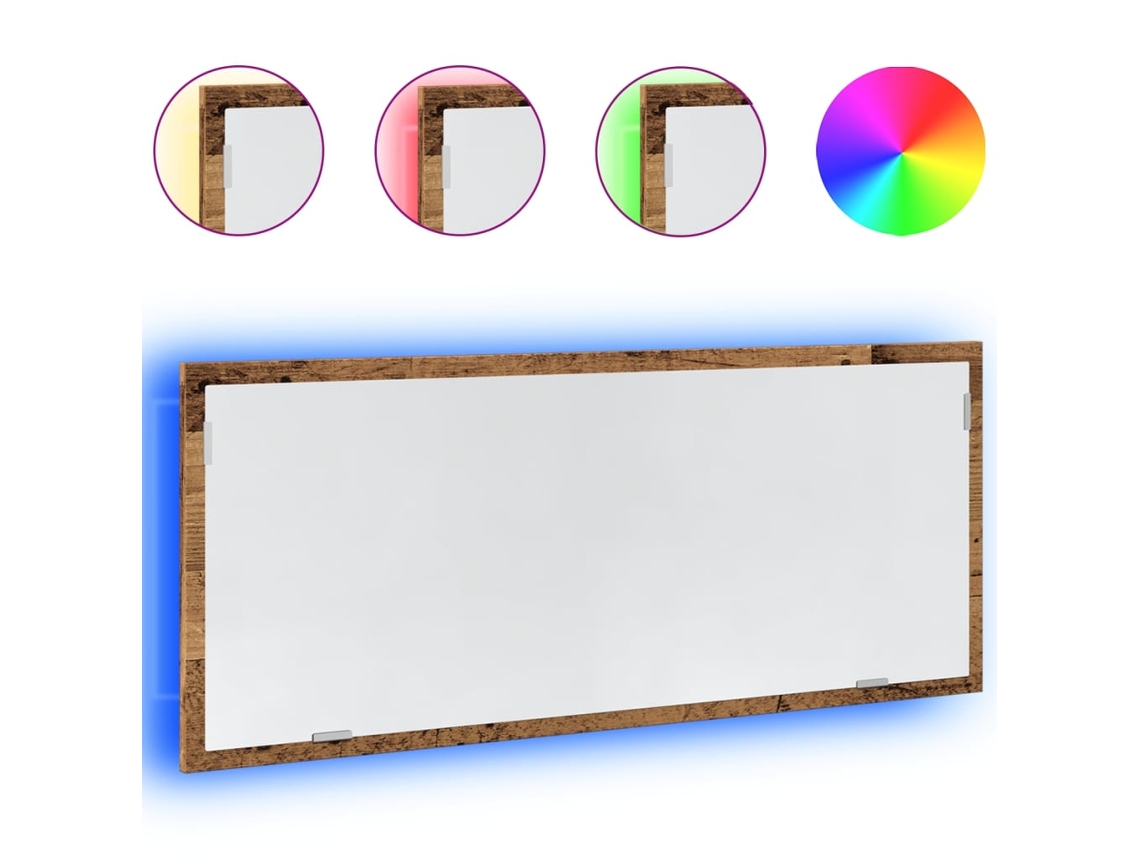Maison Exclusive - Espejo De Baño Led Madera Ingeniería Envejecida 100x8,5x37 Cm