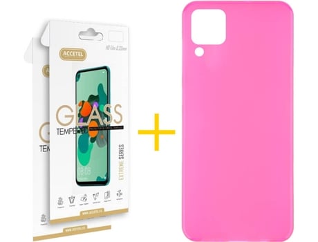 Kit Funda + Protector de Pantalla Huawei P40 Lite ACCETEL Cristal Templado 7042 Rosa