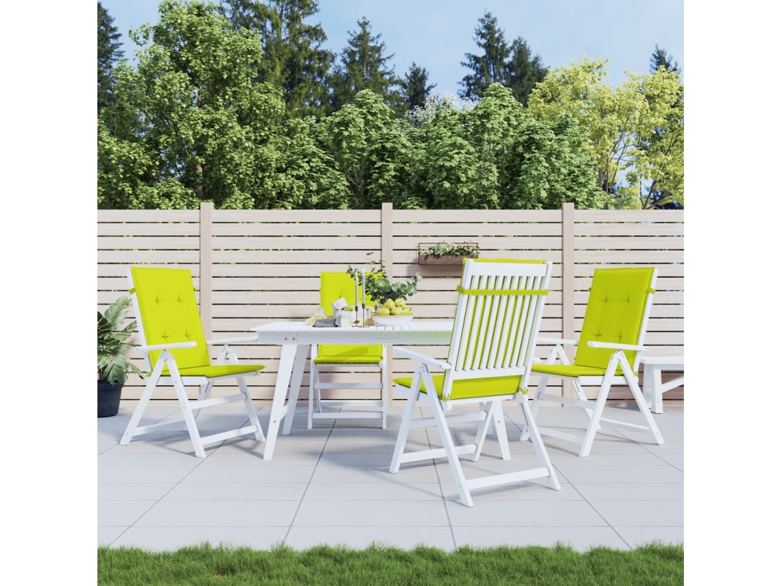 Cojín Silla De Jardín Respaldo Alto 4 Uds Tela Verde 120x50x3cm