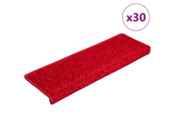 Alfombrillas Para Escaleras 30 Uds 65x21x4 Cm Borde Rectangular Rojo