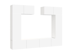 Conjunto de mueble para TV de 6 piezas, madera procesada, blanco, MAISON EXCLUSIVE
