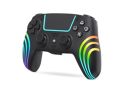 Mando Bluetooth Negro Compatible Ps4 Pc Rgb Vibración Seis Ejes Programable Batería Larga