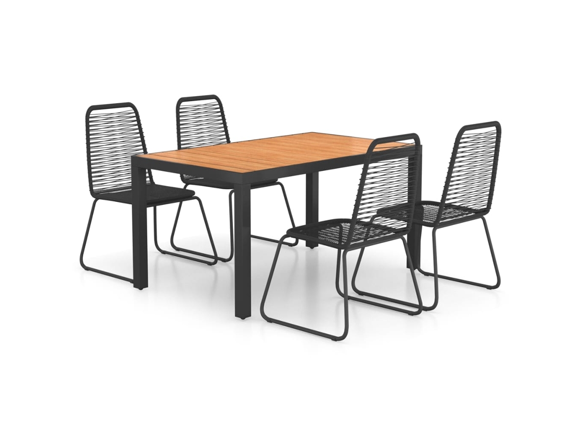 Conjunto 5 de comedor de jardín de VIDAXL PVC ratán negro y marrón
