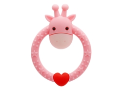 Juguete De Silicona Suave Con Forma De Jirafa De Dibujos Animados Para La Dentición De Bebés, Color Rosa, Para Aliviar Las Encías.