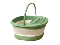 Baño de pies plegable y grueso con punto de masaje para casa, apartamento o dormitorio, verde y blanco.
