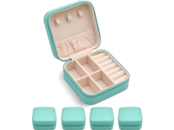 2026-caja Joyería Portátil Mini De Cuero Pu Con Cremallera Organizador Anillos Collares Pendientes Regalo Mujer Niña Verde