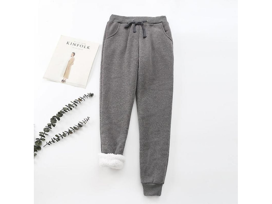 Pantalones deportivos Rebe para mujer con forro polar, ideales para el invierno, talla 3XL, gris oscuro.