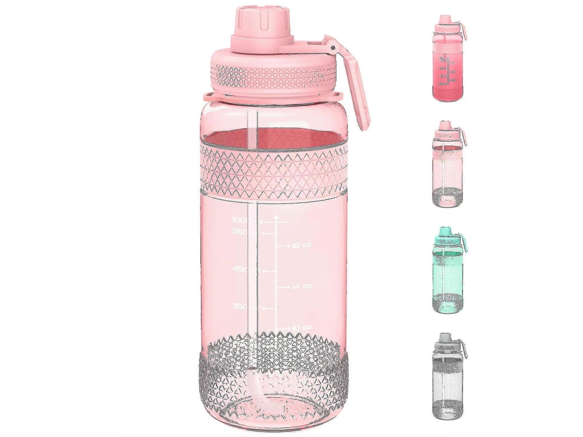 Botella Deportiva Con Pajita, 1/2 L, Con Marcador, Tapa Hermética Y Asa Antitranspirante. Rosewell