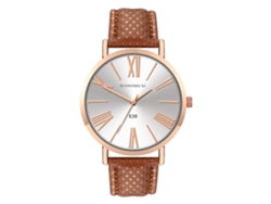 Reloj De Pulsera Unisex Con Correa De Pu, Esfera Redonda, Movimiento De Cuarzo Analógico, Blanco/marrón.