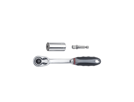 WIHA Juego de insertos de llave de vaso Gripper hexagonal con trinquete 3/8" y adaptador para destornillador en blíster 3 unid. (20783)