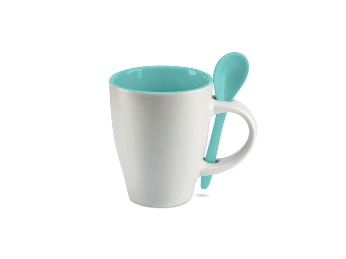 Taza Bicolor Con Cuchara 250 Ml