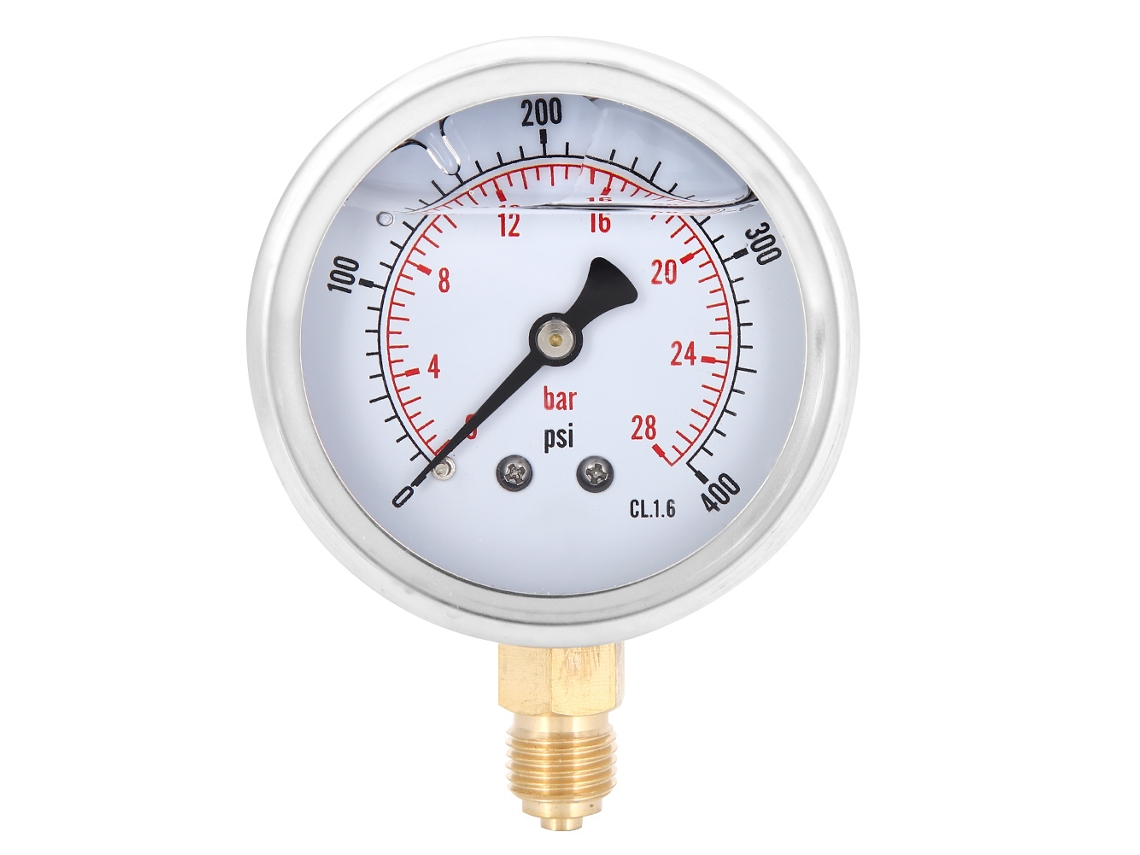 Manómetro De Presión De Aceite Radial 0-28 Bar 1/4 Bsp De Acero Inoxidable Para Maquinaria