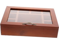 Caja De Madera Retro Para Guardar Joyas Con Tapa Transparente Y Compartimentos Para Anillos.