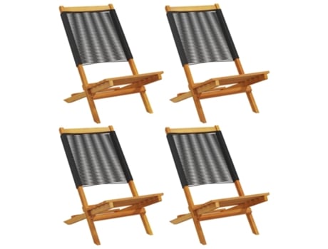 Conjunto 4 Silla De Jardín VIDAXL Negro Madera