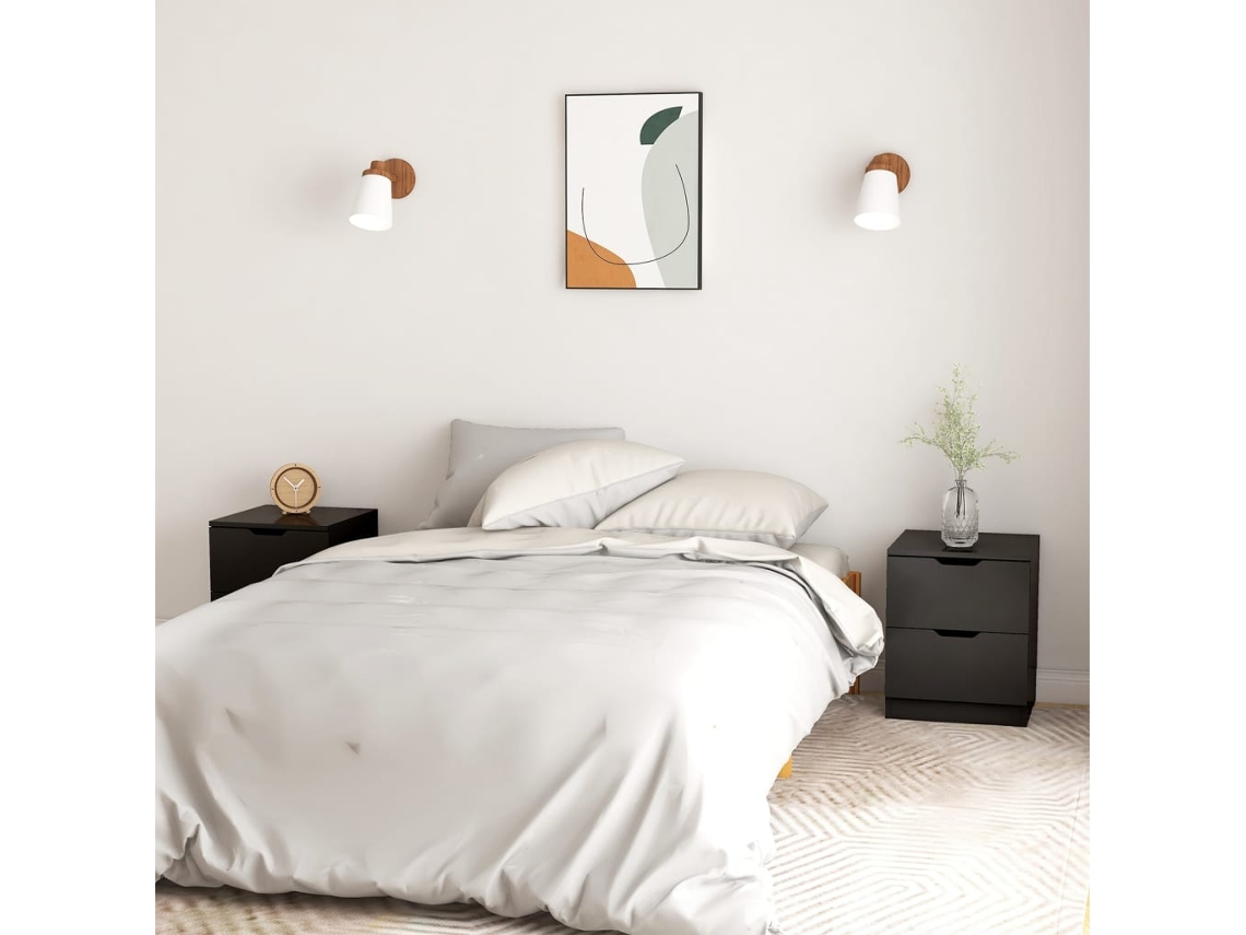 Mesitas de Noche LOVELY HOME Mesinha 2 Pcs 40X40X50 Cm Contraplacado Preto