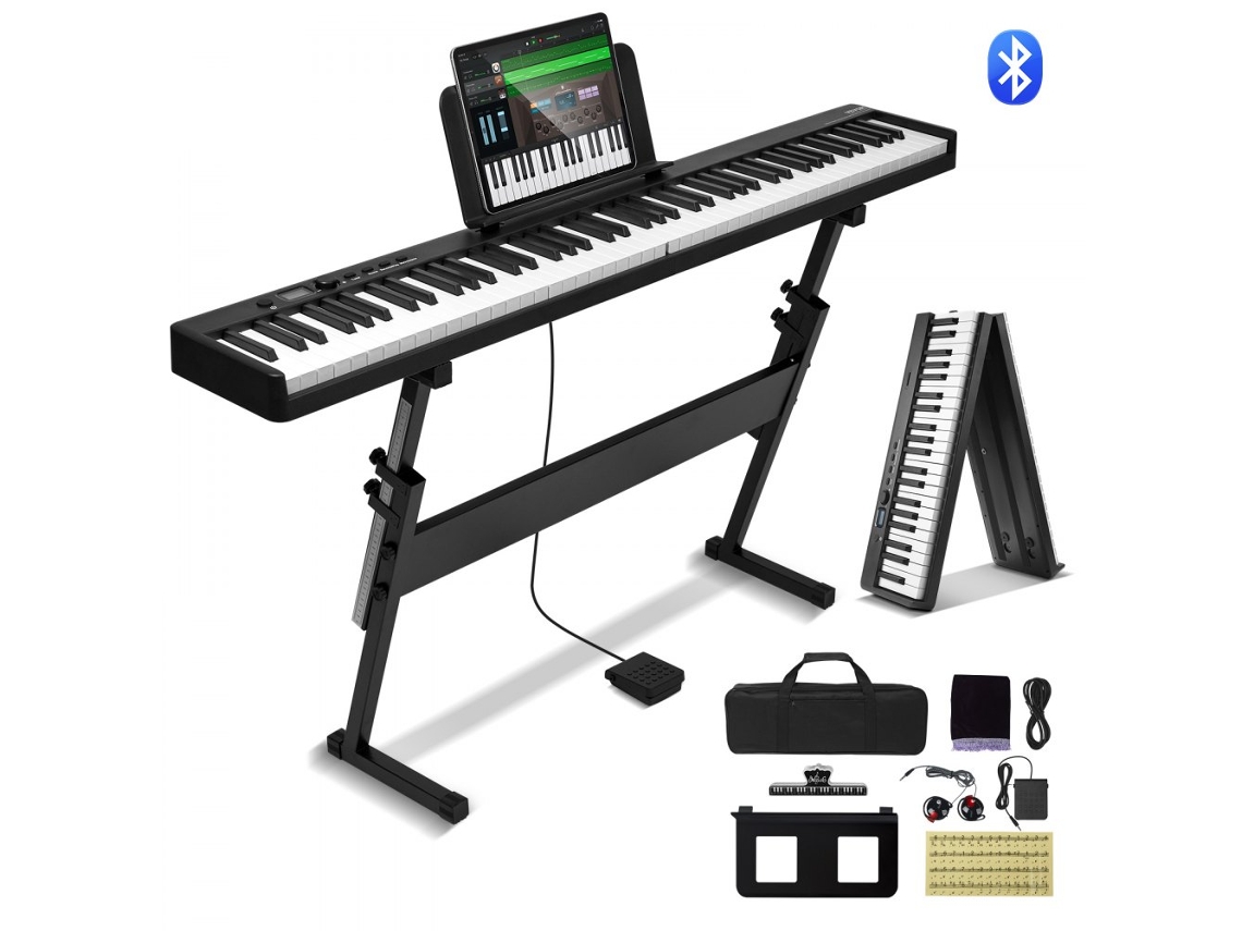 Piano Digital Plegable Con 88 Teclas, Bluetooth, Midi Y Soporte Ajustable Tekmaquinas