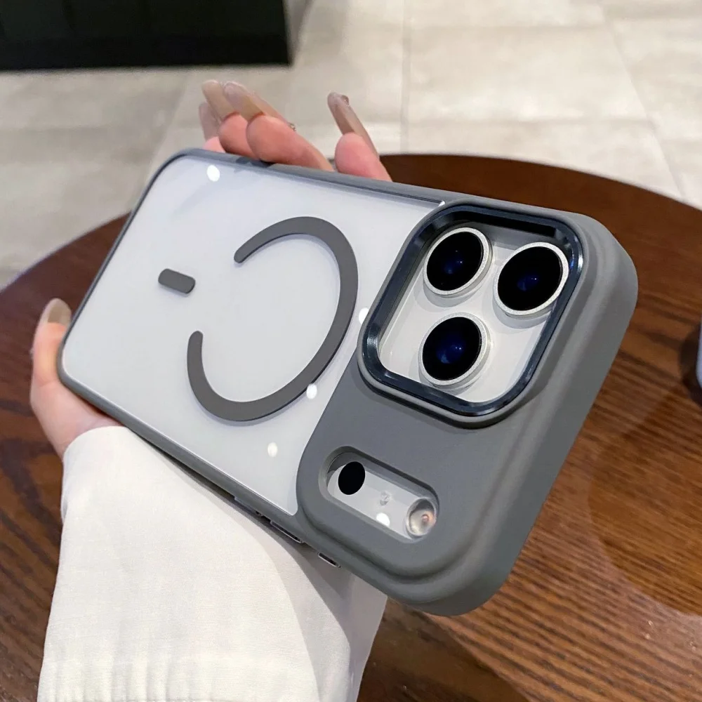 (gris, Iphone 14) Funda Rígida Transparente Para Teléfono Con Carga Inalámbrica Magnética Y Protección A Prueba De Golpes.