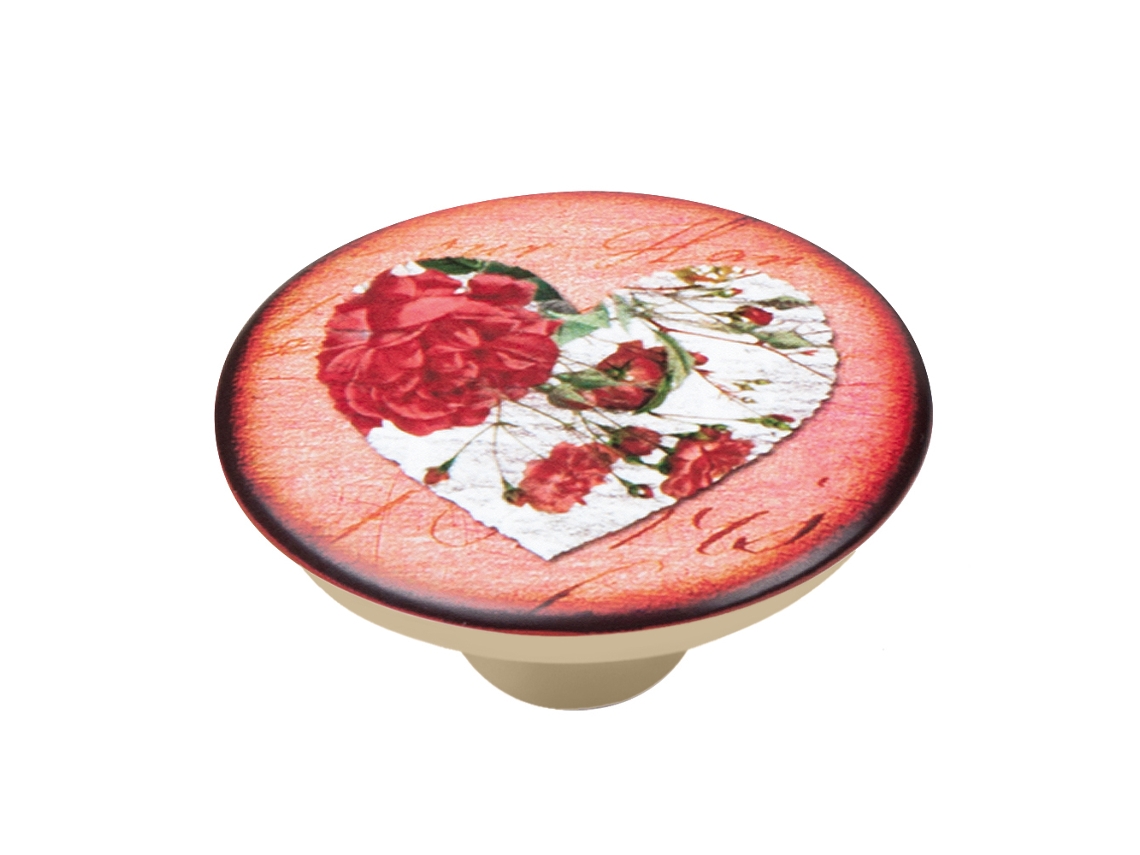 Pomo Para Muebles De Abs 50 Mm De Diámetro Diseño De Corazón Serigrafiado Paquete De 36 Piezas