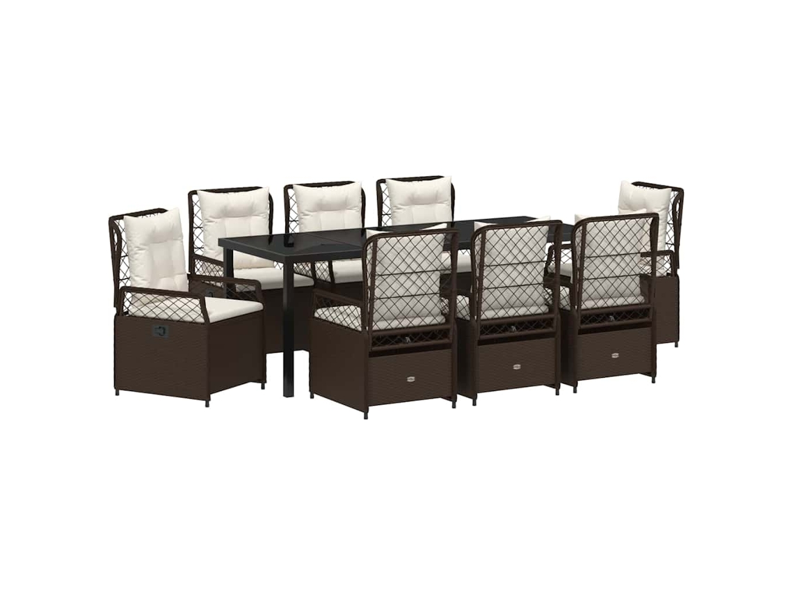 Maison Exclusive - Conjunto De Comedor De Jardín 9 Pcs Marrón Ratán Sintético