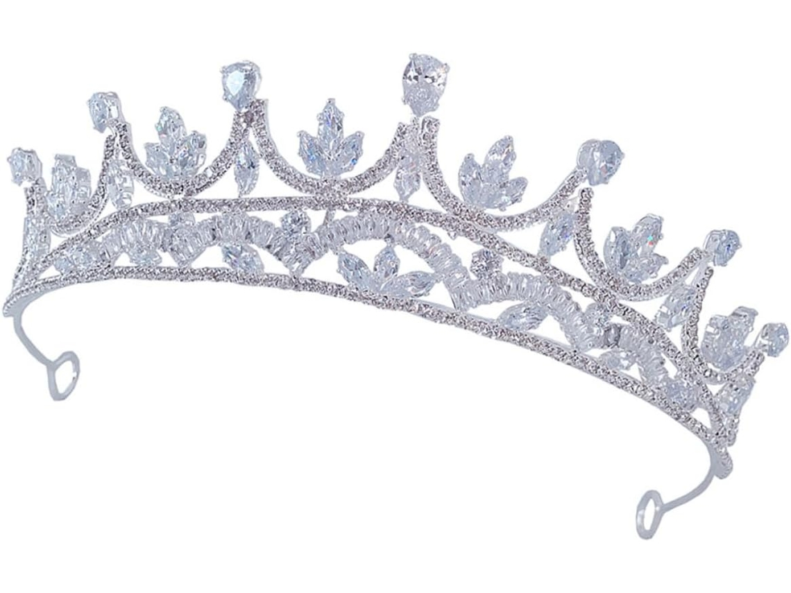 Corona Nupcial Elegante De Circonita Ciieeo Con Diadema Ligera De Cobre, Resistente A La Deformación.