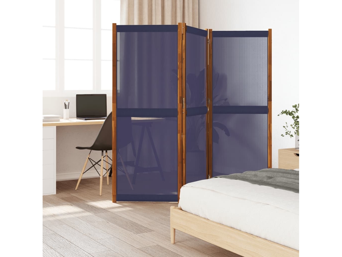 Biombo Divisor De 3 Paneles Azul Oscuro 210x180 Cm