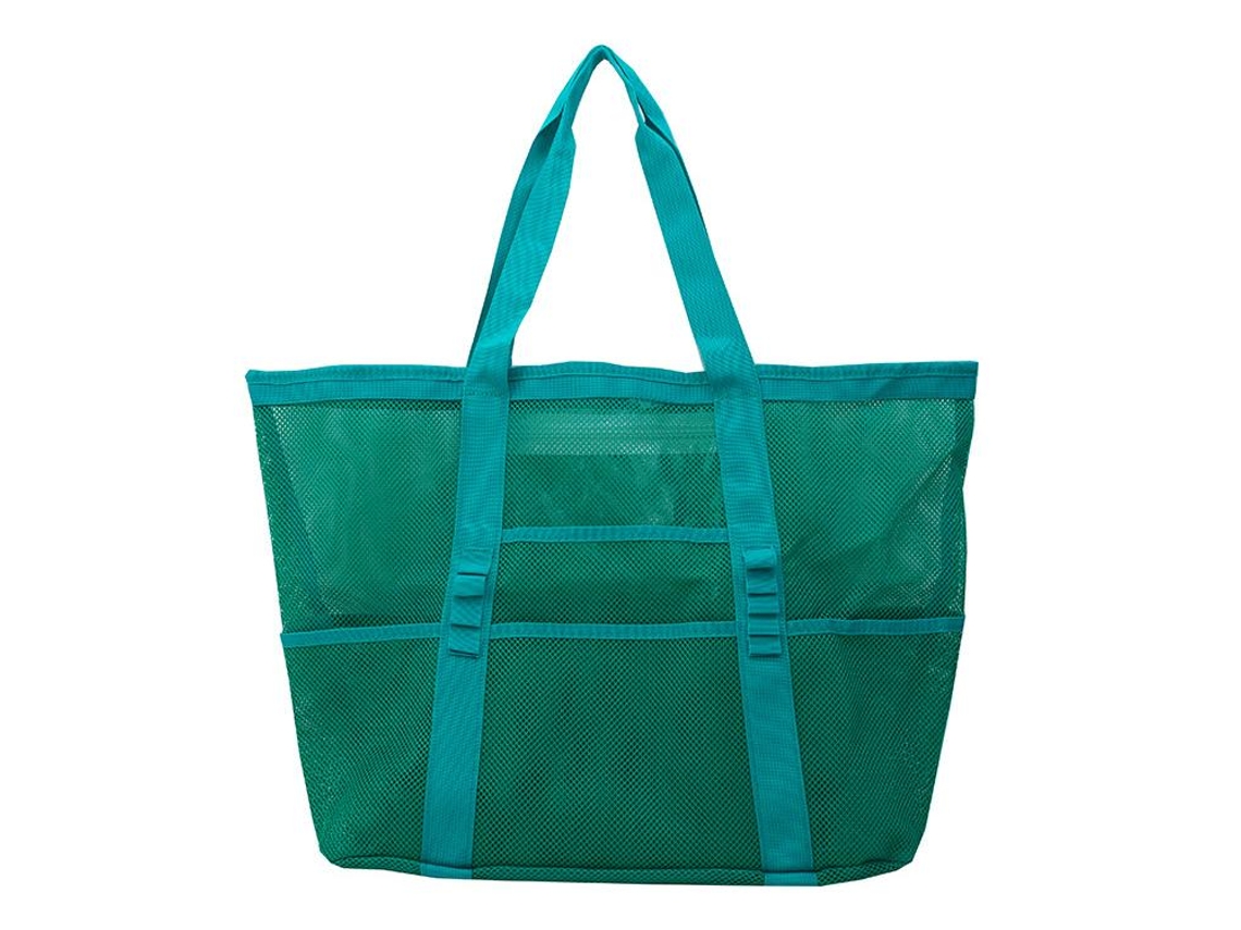 (Verde) Bolsa de playa de gran capacidad con 8 bolsillos de malla