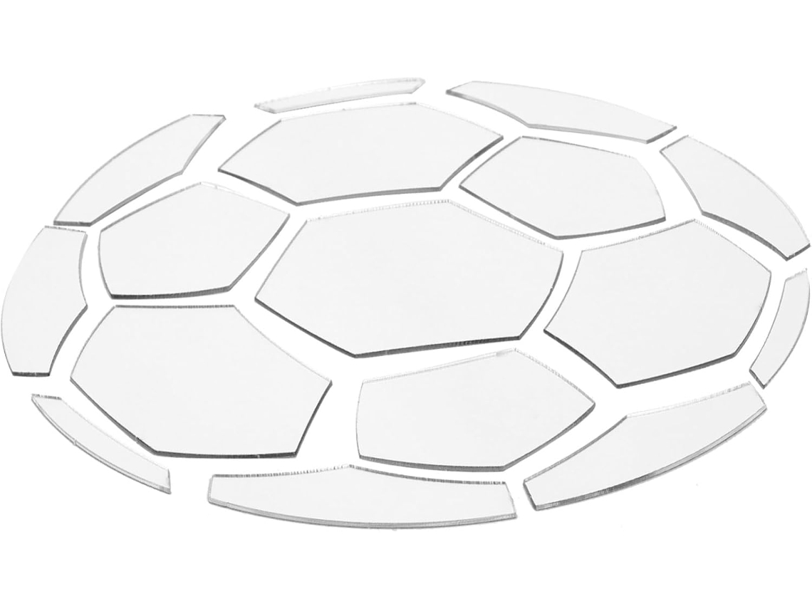 Espejo Sencillo Pegar Pared Adhesivo Fútbol Acrílico Plateado Textura Decoración Dormitorio Estar Fina Niño